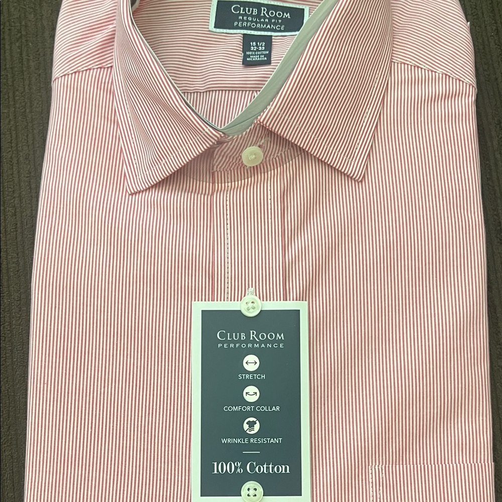 Club Room Men's Red Striped Dress Shirt